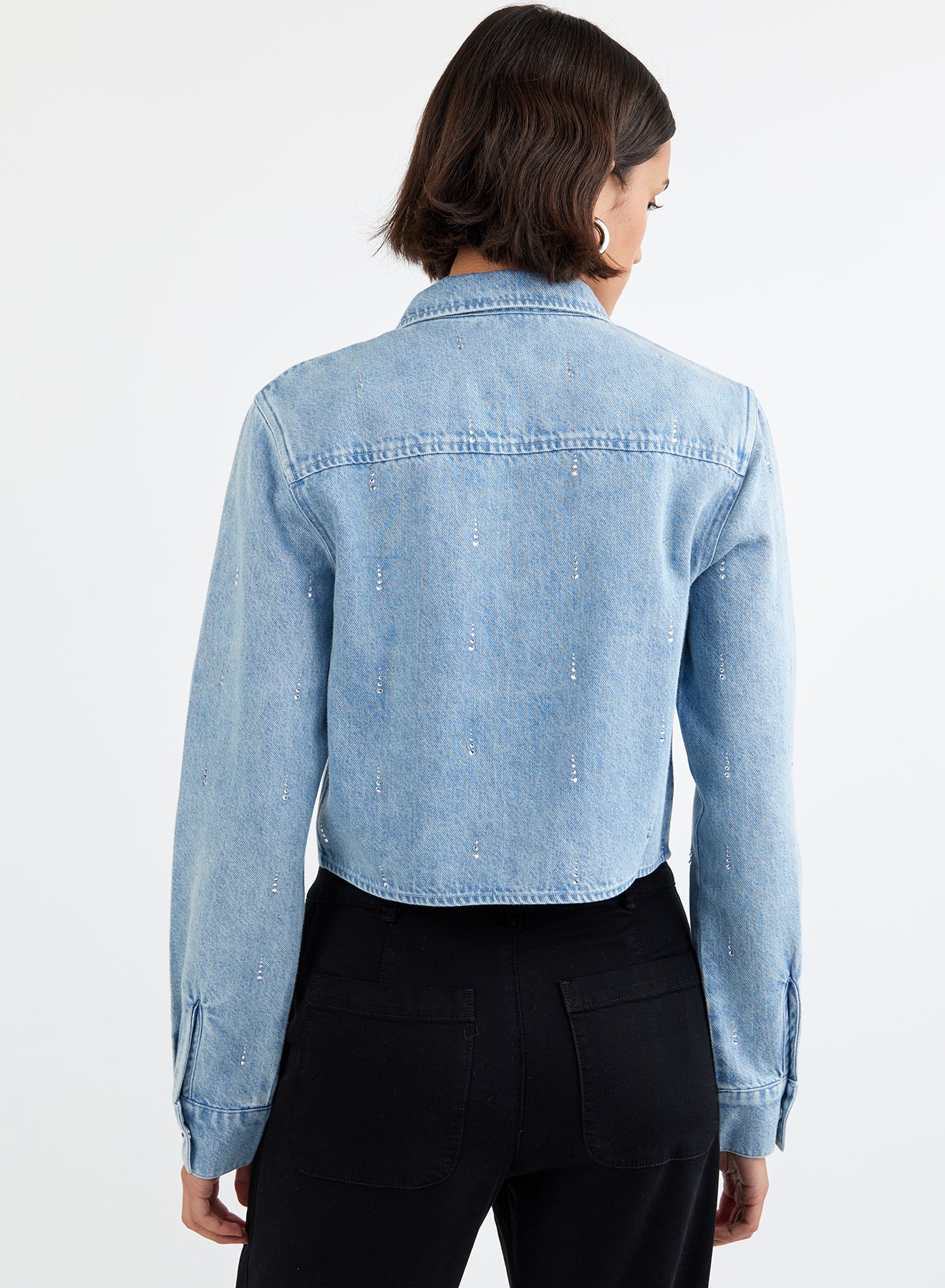 Crop Button Down With Pocket