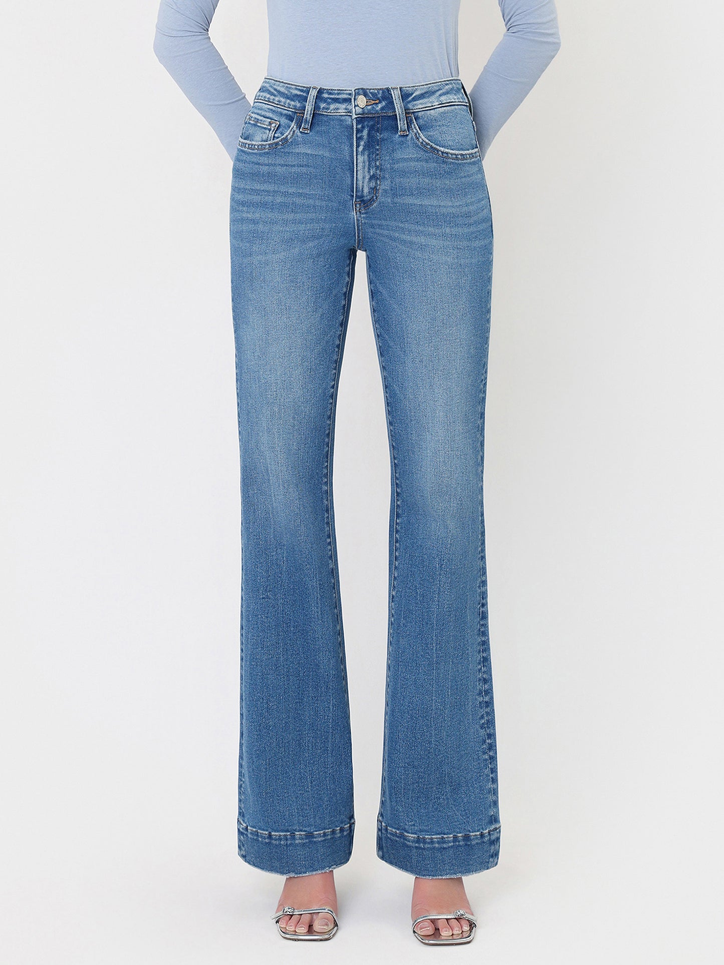 High Rise Trouser Hem Relaxed Flare Jeans