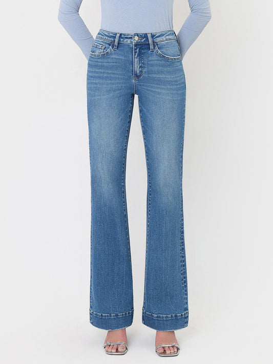 High Rise Trouser Hem Relaxed Flare Jeans