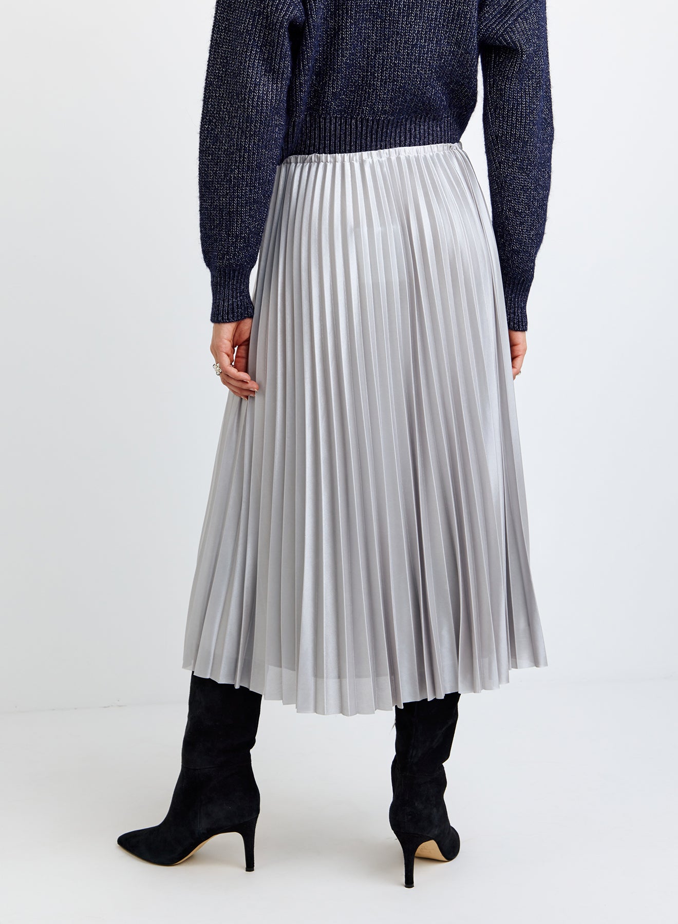 Bella Dahl Pleated Skirt Silver Shimmer