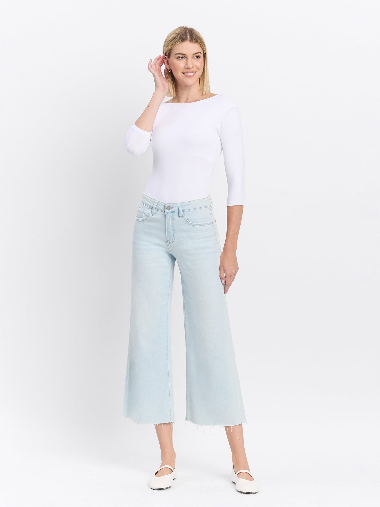 High Rise Crop Wide Leg Jeans