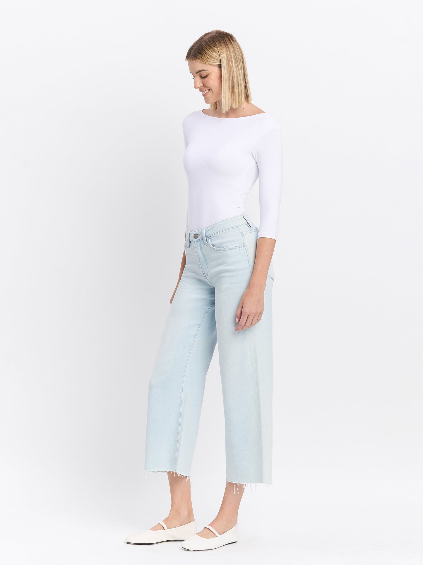 High Rise Crop Wide Leg Jeans