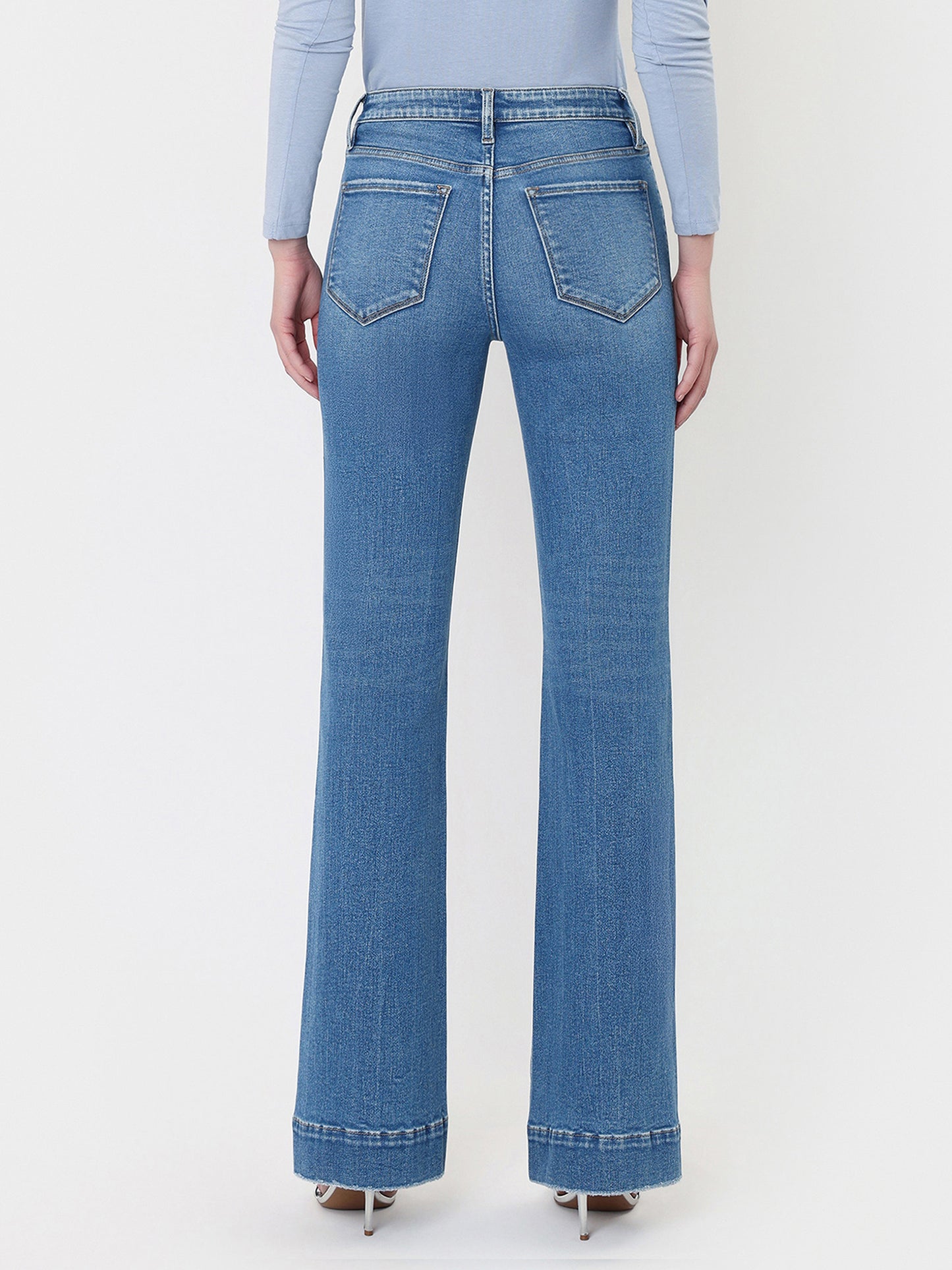 High Rise Trouser Hem Relaxed Flare Jeans