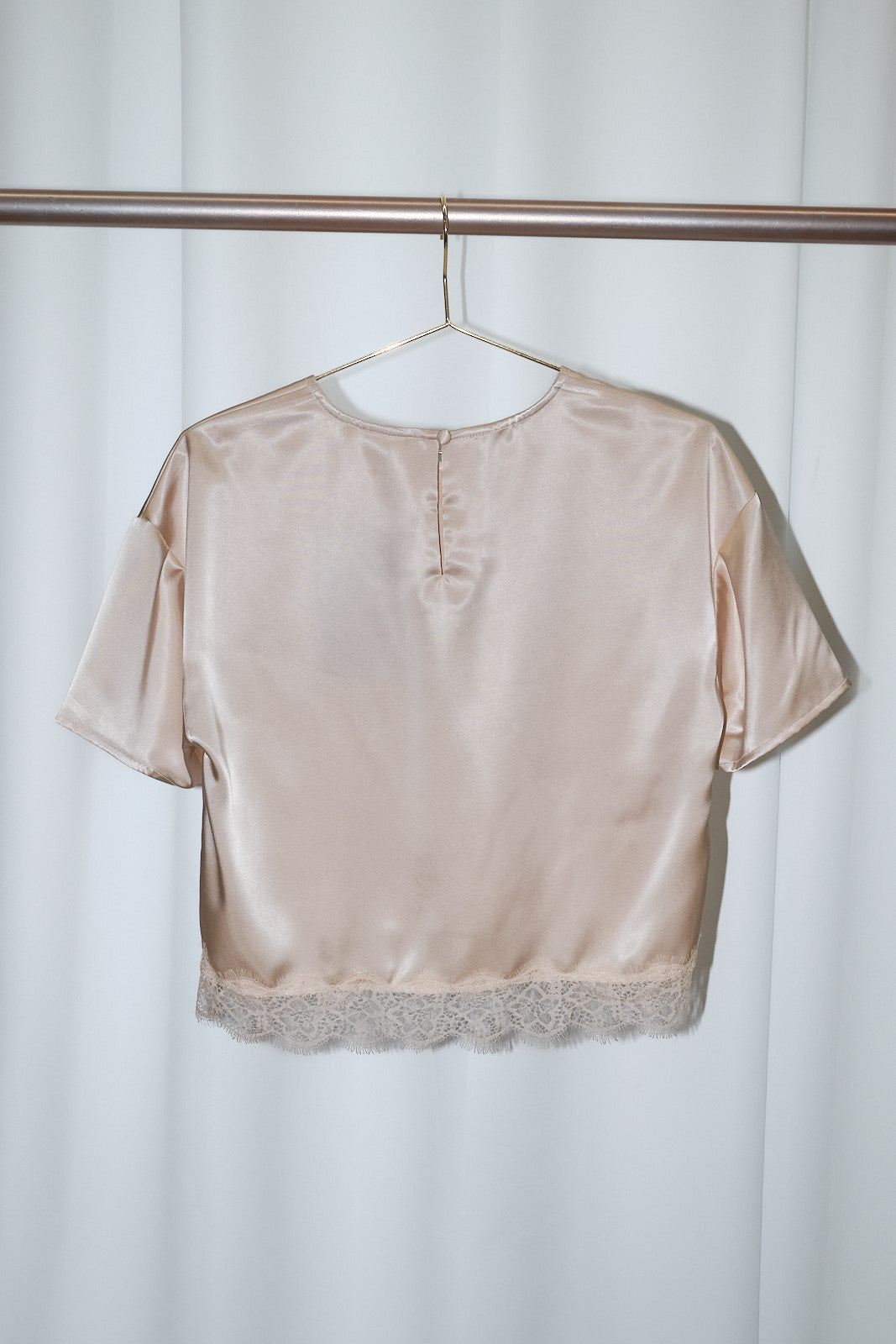 Satin Lace Trim Cropped Top