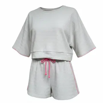 Crop Sweatshirt & Bow Tie Shorts Set