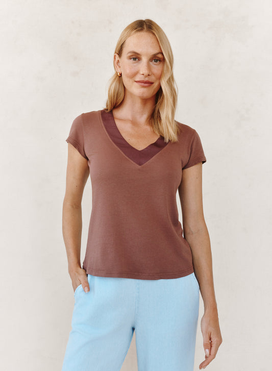 Mixed V-Neck Tee