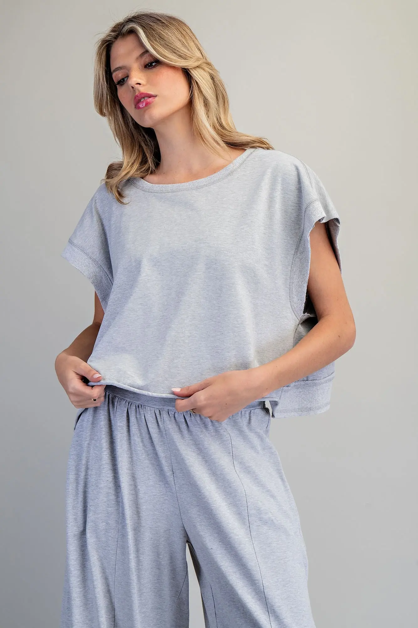 Mineral Washed Open Back Oversized Top