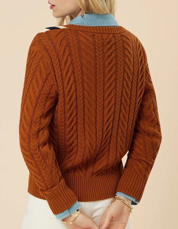 Final Sale - Lorna Varsity Sweater Nutmeg