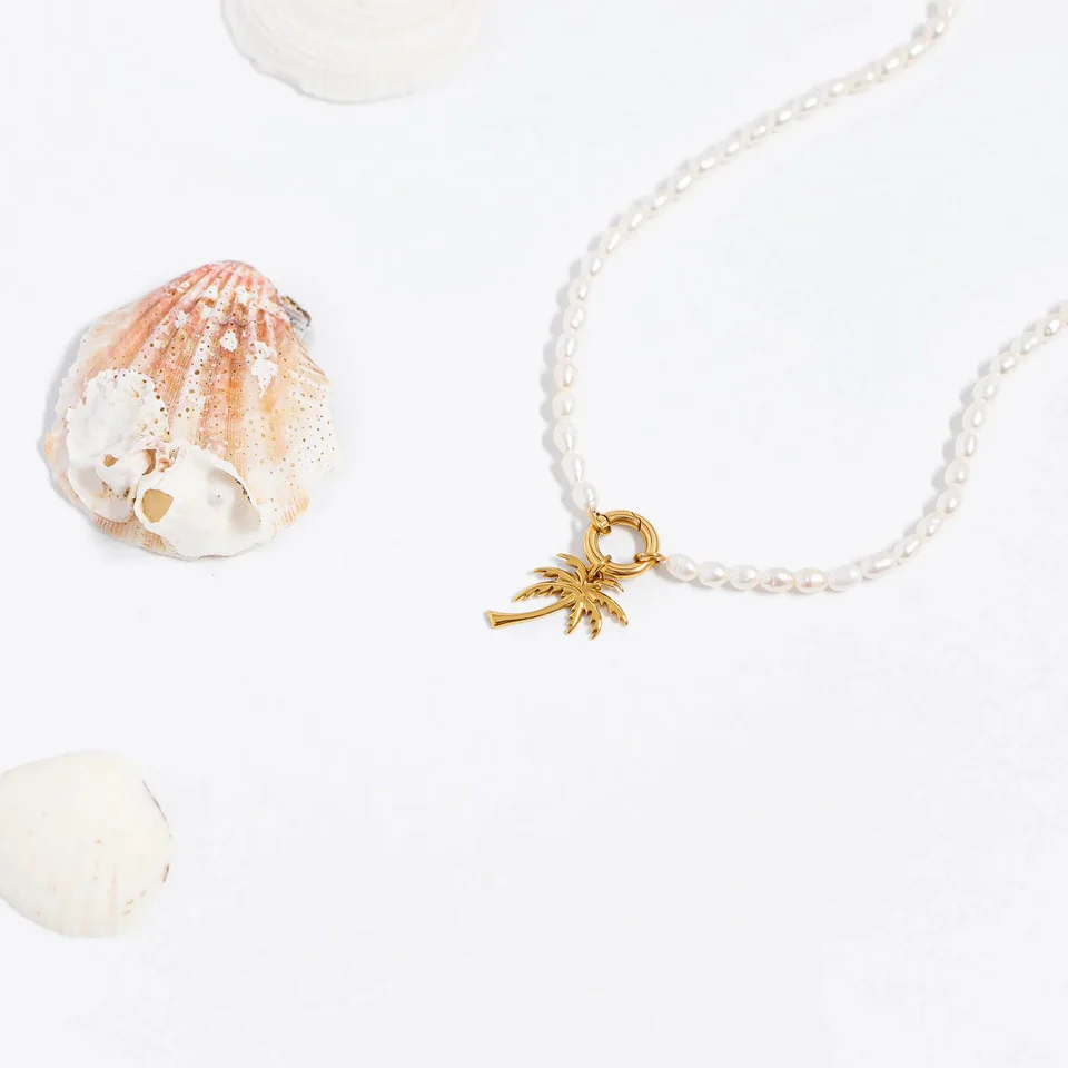 18K Gold PVD Stainless Steel Palm Tree Charm