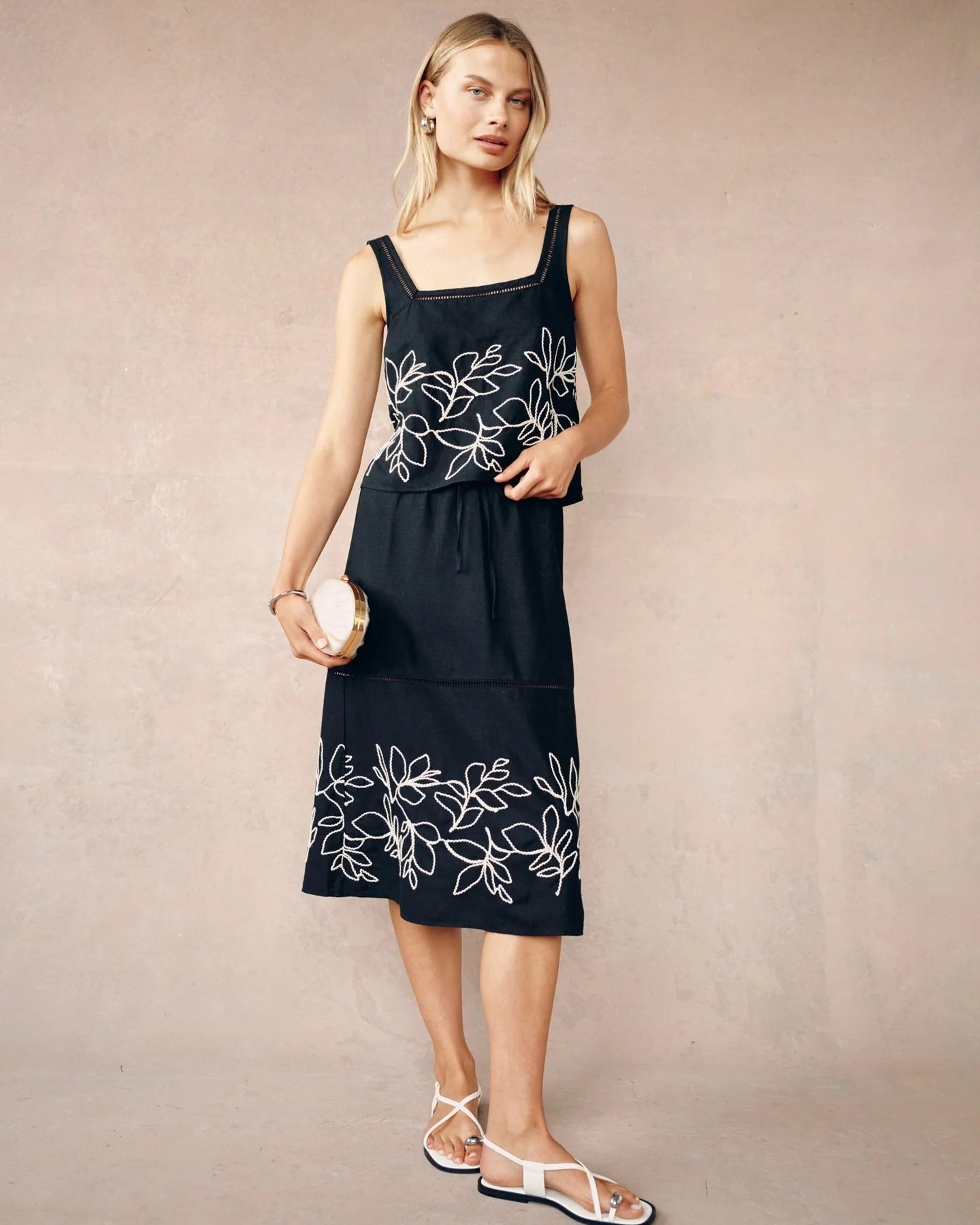 Ladder Trim Midi Skirt