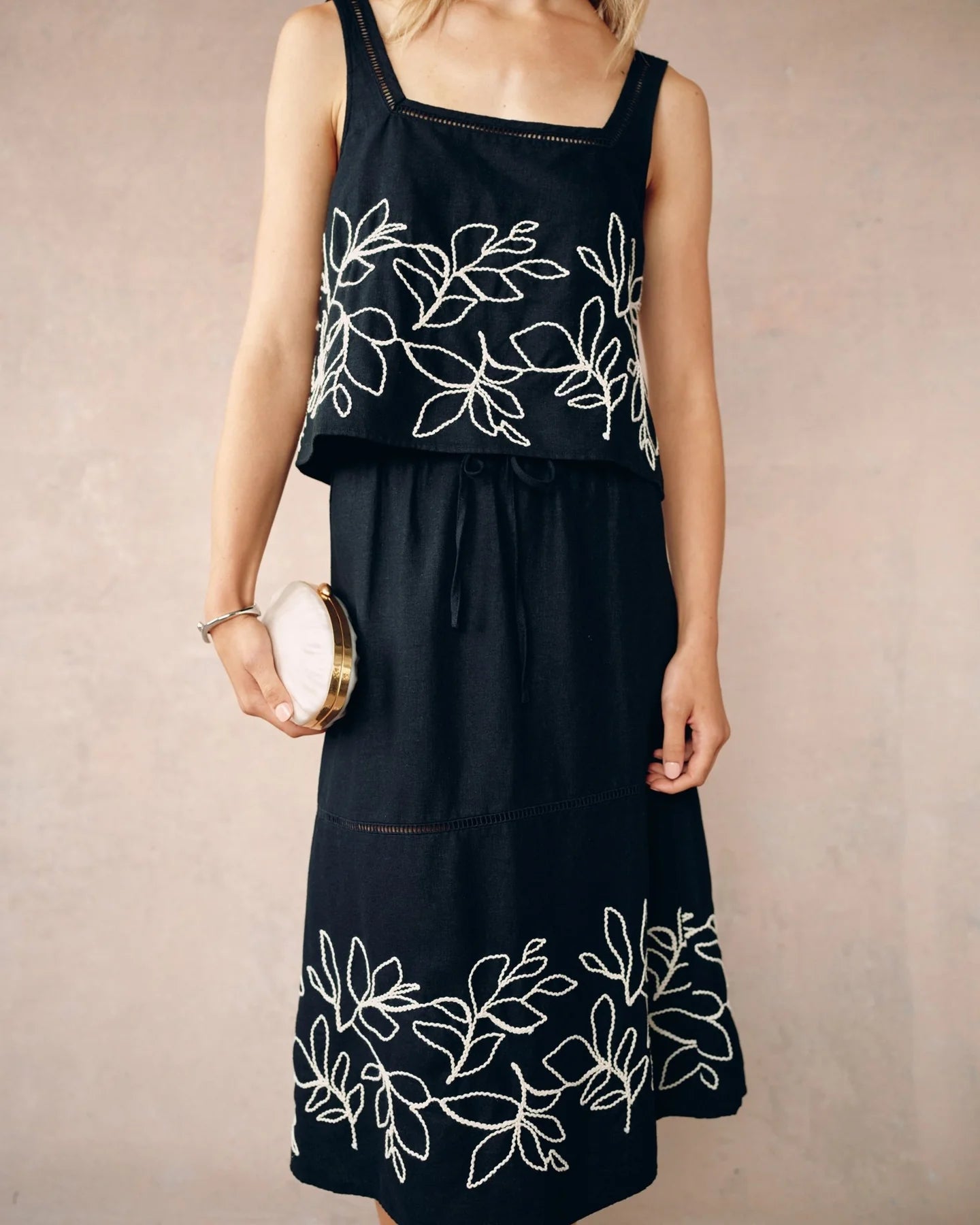 Ladder Trim Midi Skirt