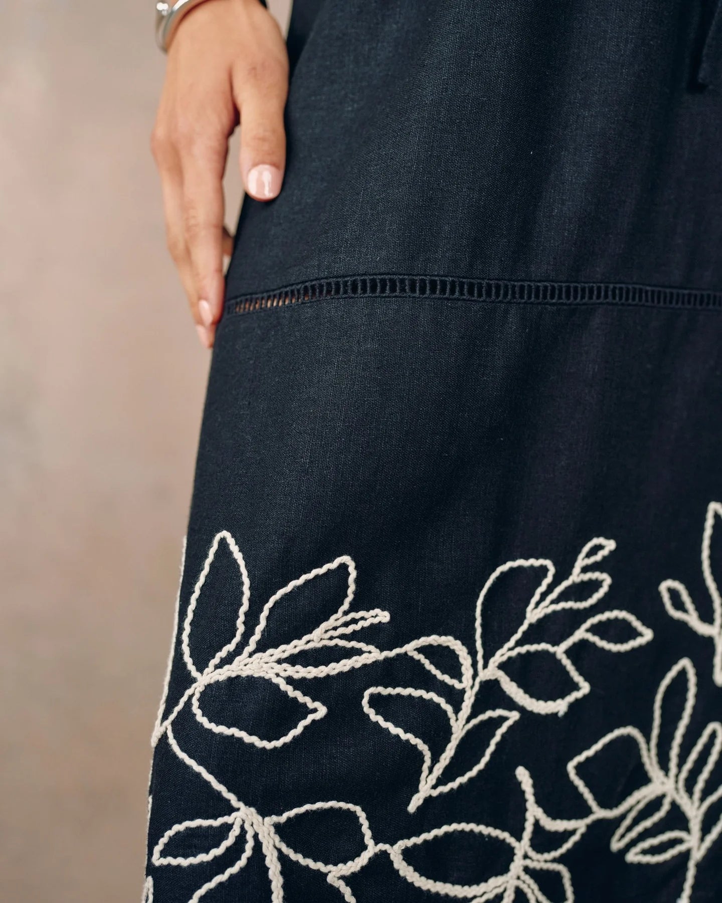 Ladder Trim Midi Skirt