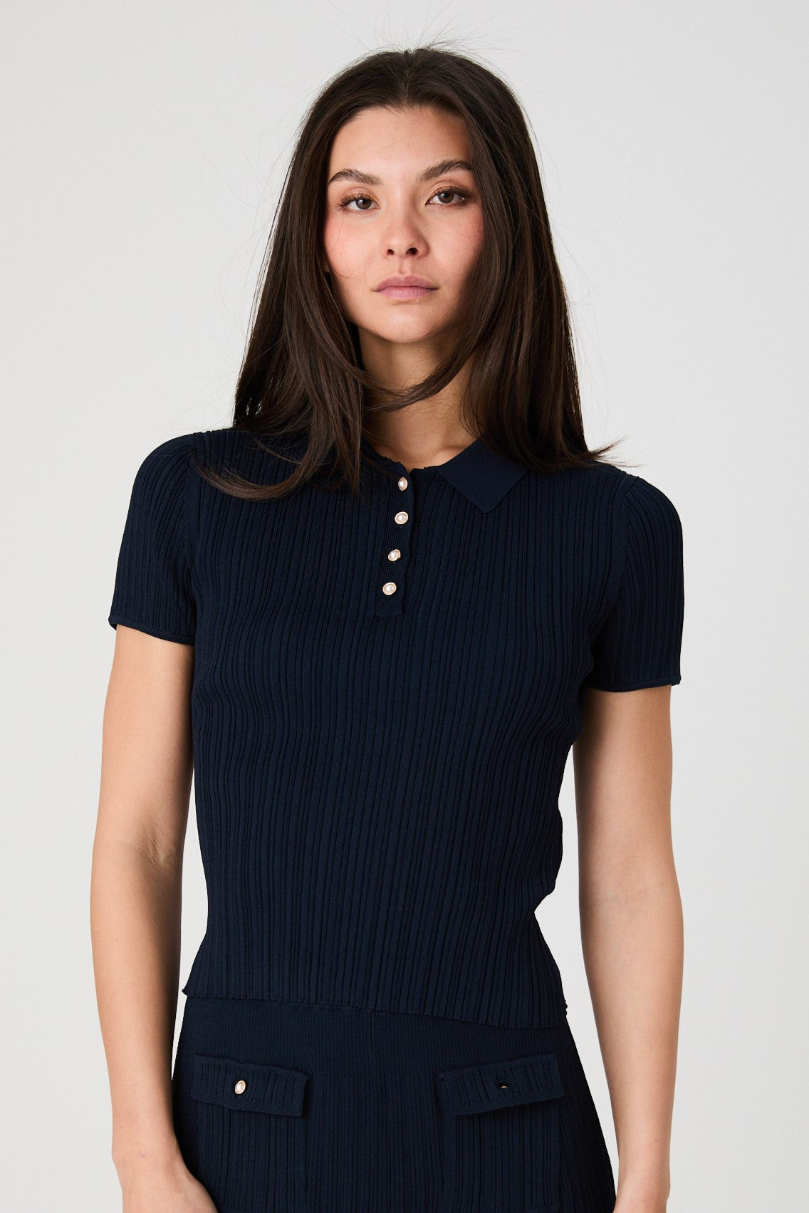 Crinkle Knit Slim Polo