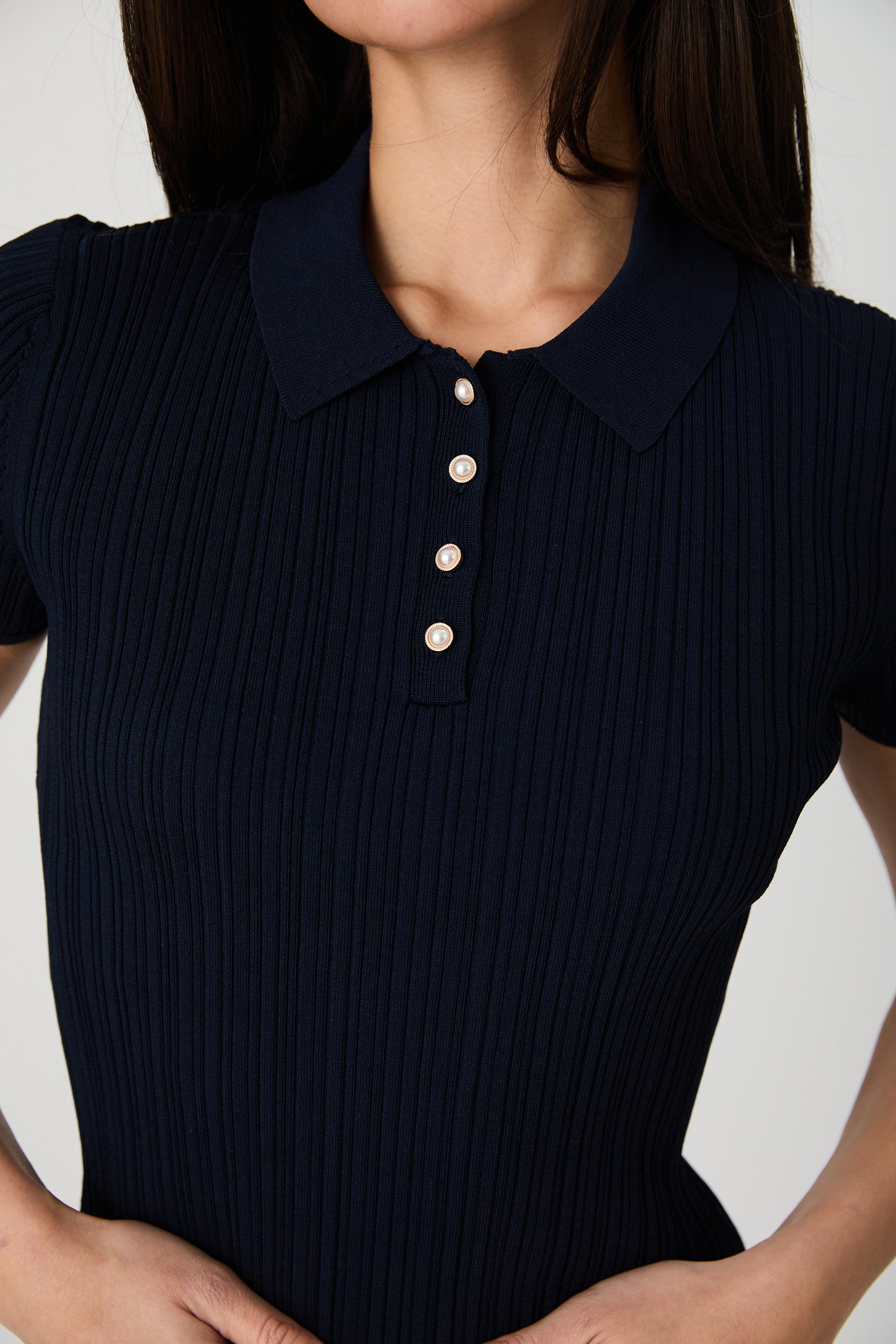 Crinkle Knit Slim Polo