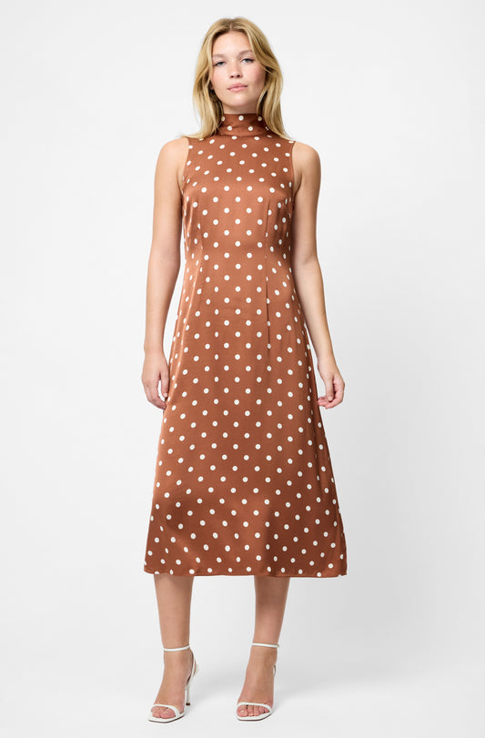 Ennis Satin Back Neck Bow Midi Dress