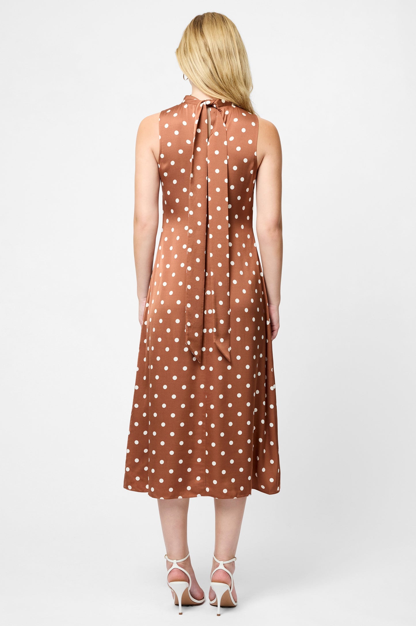 Ennis Satin Back Neck Bow Midi Dress