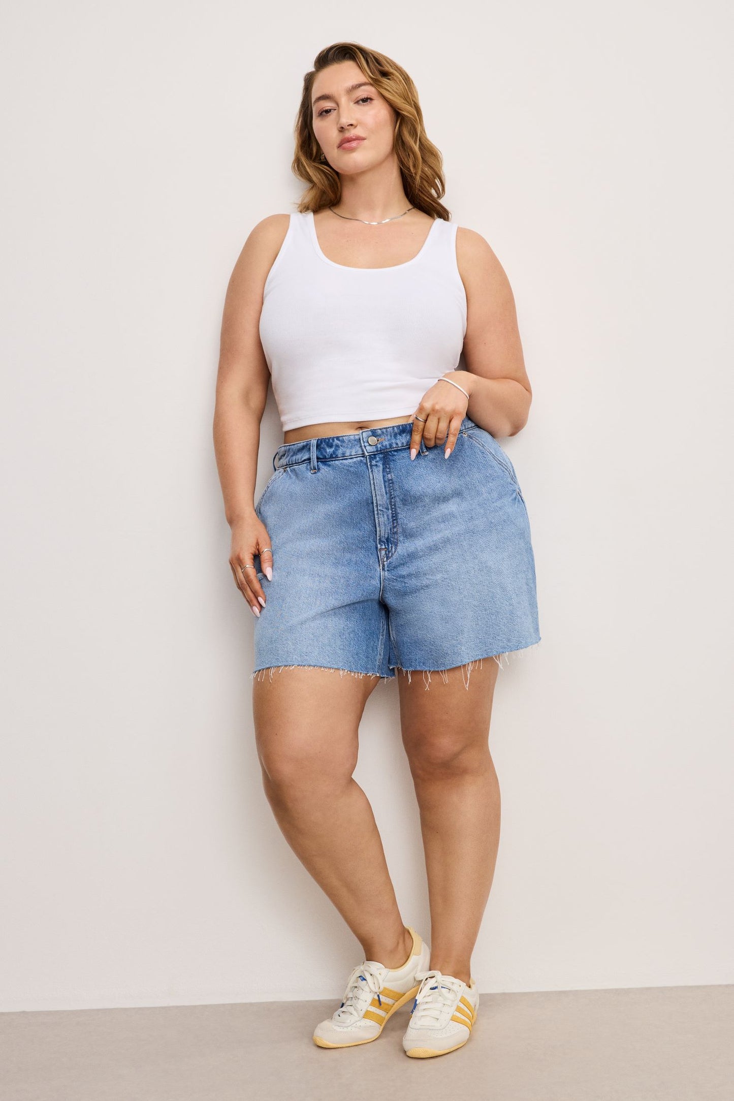 Carpenter Long Medium Wash Shorts