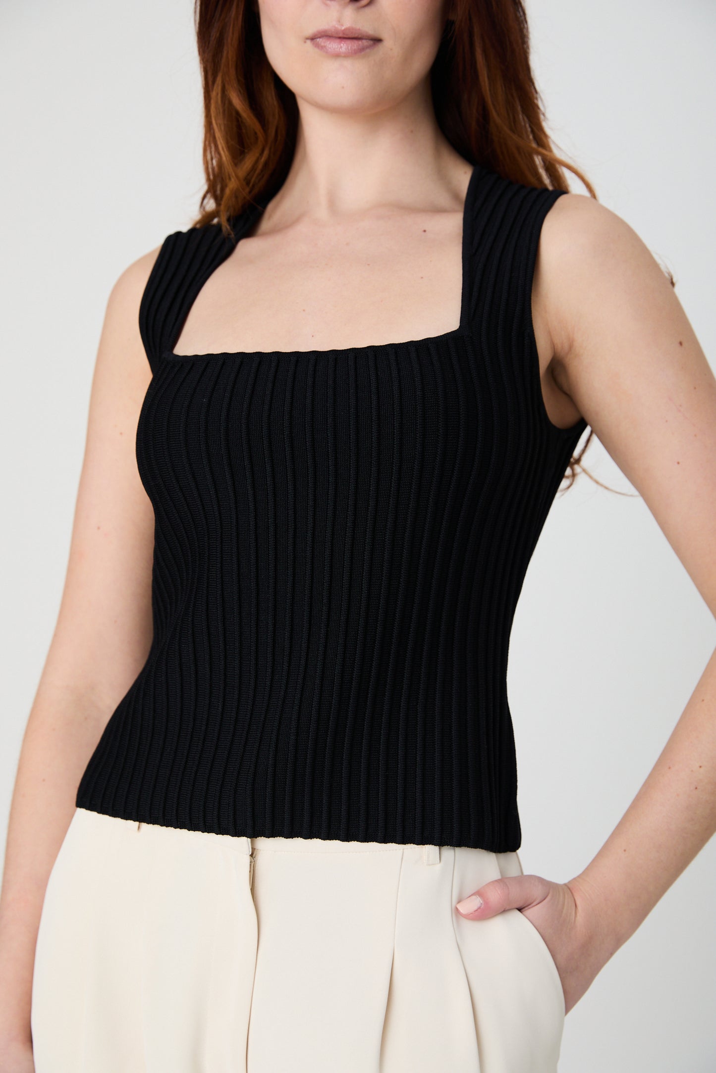 Ottoman Crinkle Sleeveless Top